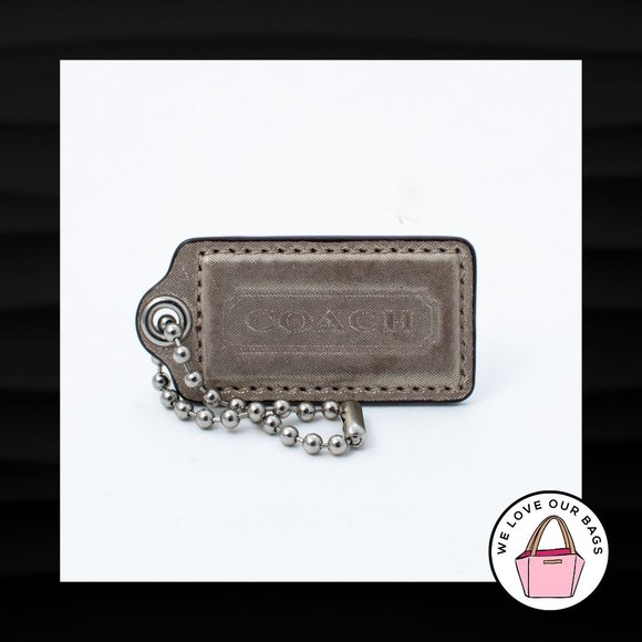 2.5" Large COACH SHIMMER GOLD FABRIC LEATHER KEY FOB BAG CHARM KEYCHAIN HANG TAG - Picture 1 of 1